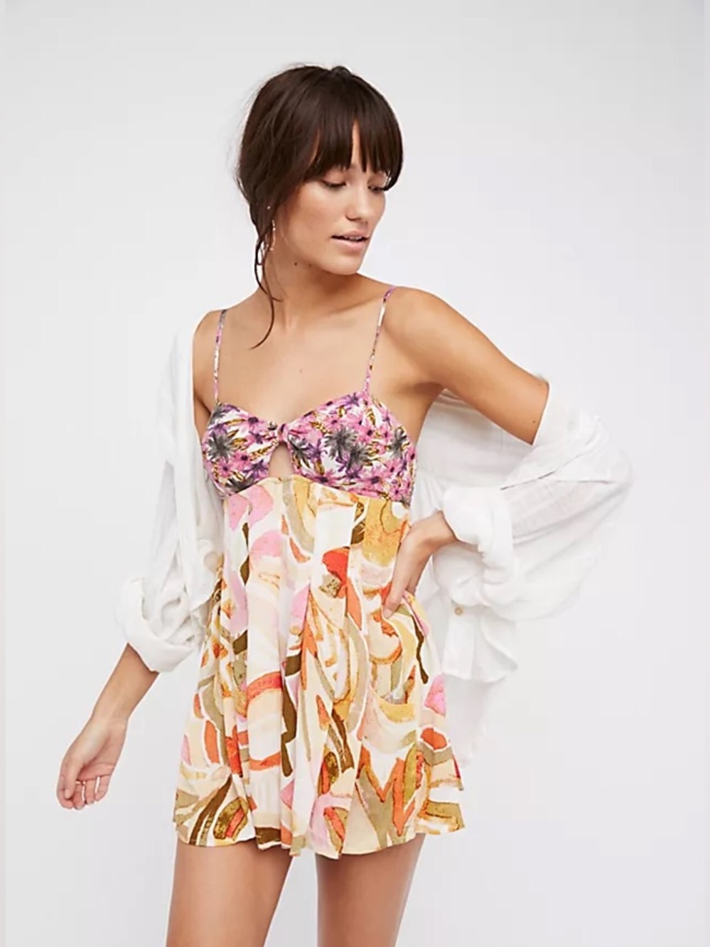 Free People Rows of Flowers Shorts Romper